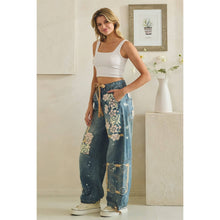 Denim Washed Block Patched Oli+Hali Pants