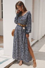 Black Floral Printed Long Sleeve Maxi Dress