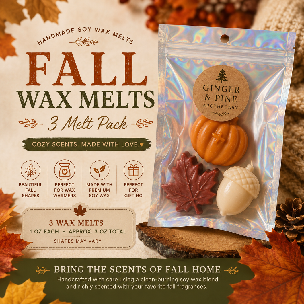 Fall Beeswax Wax Melts | 3 Melt Pack | Handmade Autumn Melts: Olde Town Bake Shop