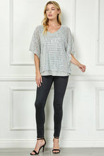 Silver Moonlight Hologram Sequin Layered Poncho Blouse