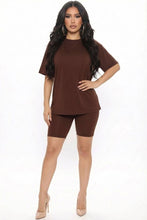 Coffee Loose Fit Top & Bike Shorts Set