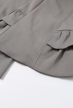 Dark Grey Orange Ruffled Hem Wide Pants