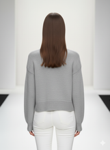 Camellia Rhinestone Sweater Cropped Knit Pullover: Grey / Missy, Contemporary / One Size