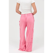Taffy Pink Mineral Wash Wide Leg Cargo Pants