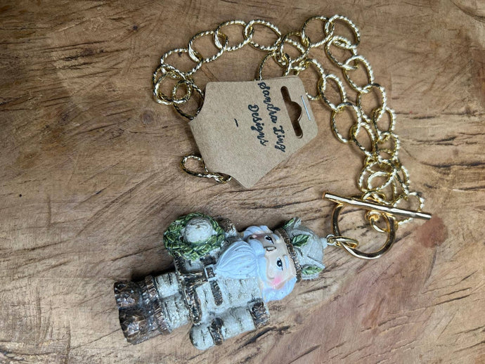 ❄️ Frosted Nutcracker Necklace – “Marching Through a Winter : Yellow Gold