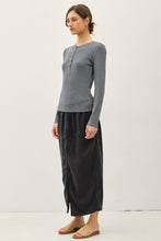 Heather Grey Modal Classic Ribbed Long Sleeve Henley Top