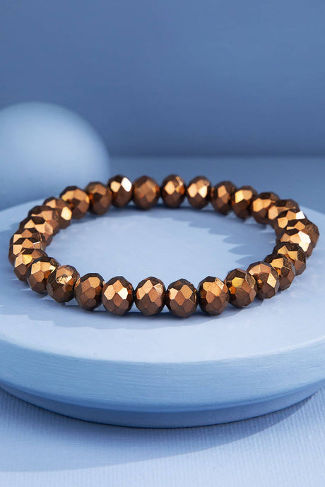 Truffle Bronze Glass Beaded Bracelet