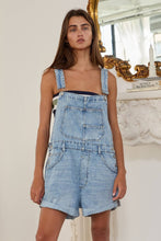 Light Denim Front bib pocket Rolled Hemlines Denim Overalls