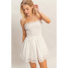 Cream Smocked Lace Trim Romper