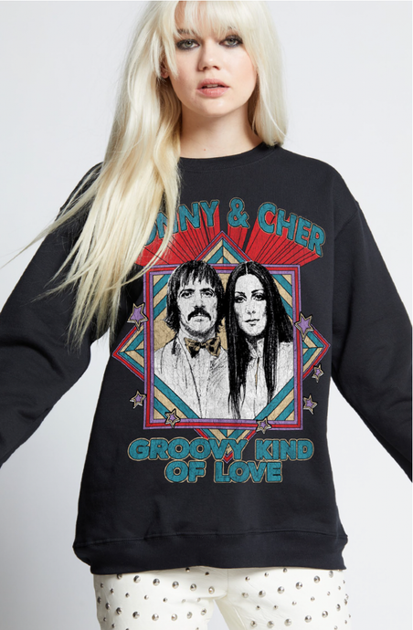 730 Sonny & Cher Fitted Sweatshirt: Black