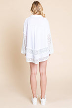 White Lace Mixed Oversized Shirt