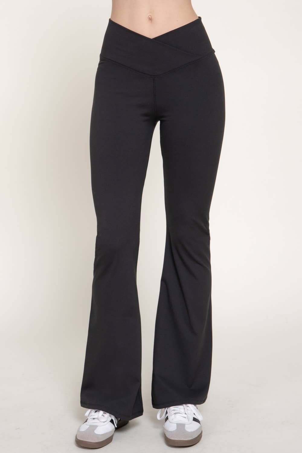 Black Cross Over Waistband Activewear Yoga Pants