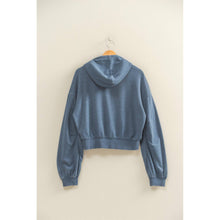 Dusty Navy V-Neck Drawstring Detail Long Sleeve Crop HYFVE Hoodie
