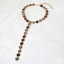 Y Shaped Round Crystal Drop Statement Necklace