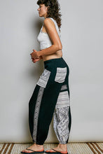 Black Double Gauze Embroidery Adjustable Drawstring POL Jogger Pants