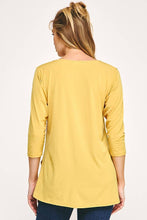 Mustard Solid Knit Quarter Sleeve Top