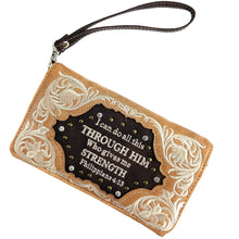 Bible Verse Philippians 4:13 Embroidery Crossbody Wallet: Black