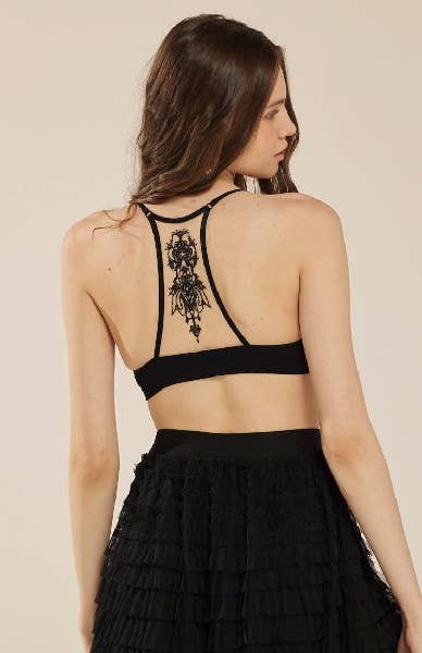 Black Seamless Tattoo Bralette
