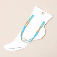 Gold White Pearl Accent Beaded Layered Chain Anklet