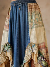 Denim Patchwork Boho Babe Midi Skirt