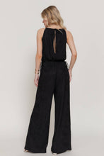 Black Halter Neck Crinkle Knit Jumpsuit