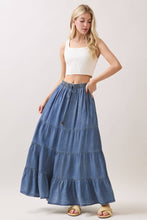 Medium Washed Tencel Tiered Maxi Skirts
