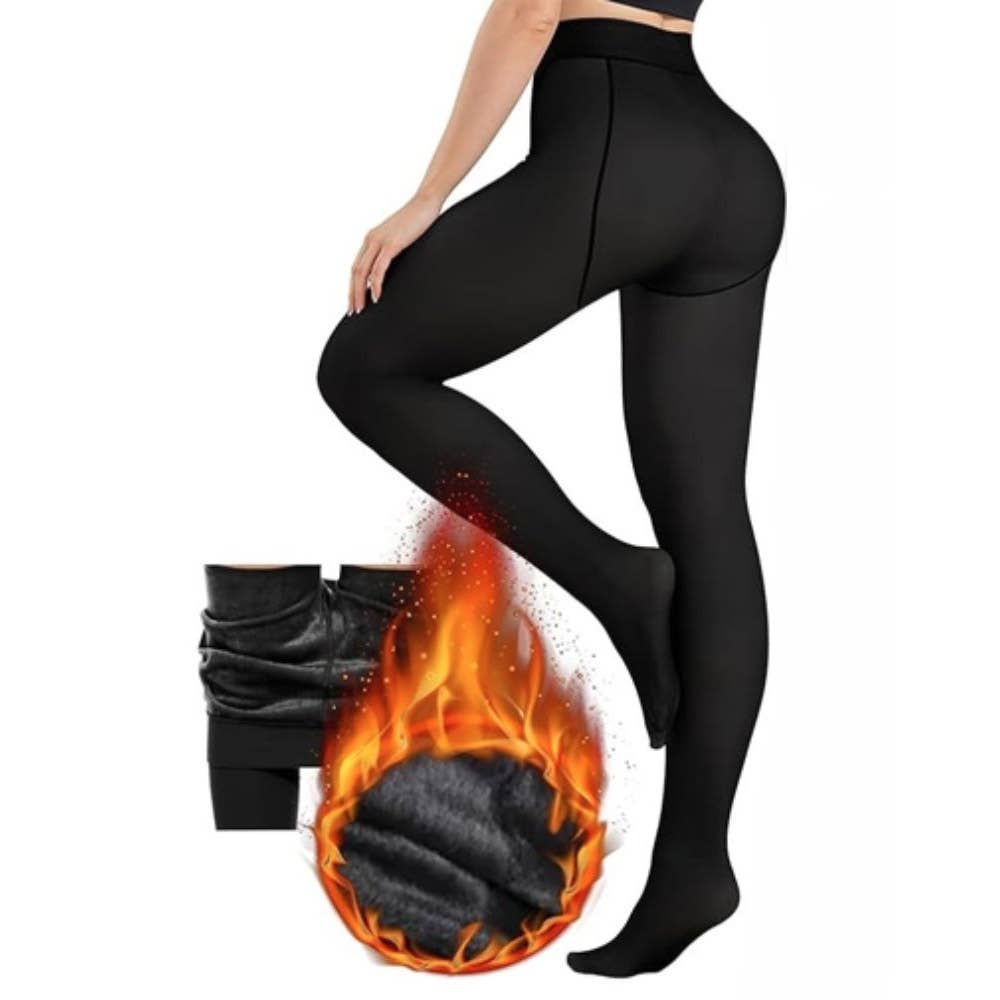Black Fleece Lined Tights