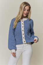 CONTRAST SCALLOP TRIM SWEATER CARDIGAN Latte