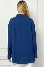 Navy Oversized Boyfriend Light Weight Air flow Button Up Shirt