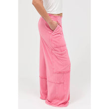 Taffy Pink Mineral Wash Wide Leg Cargo Pants