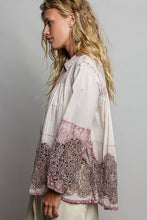 Blush Bohemian Lace Hem Pintuck Button-Down POL Blouse