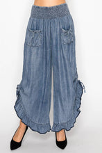 Denim Chambray Elastic Waist Bloomer Pants