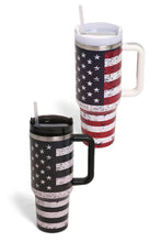 American Flag 40oz Handle Tumbler: Black/Gray