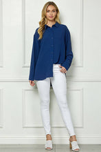 Navy Oversized Boyfriend Light Weight Air flow Button Up Shirt