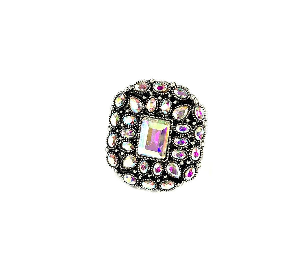 Western Crystal Concho Cuff Ring