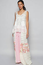 White V-neck sleeveless floral embroidery crochet POL top