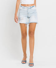 Appreciation Mid Rise Distressed Stretch Vervet Shorts