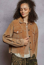 Teddy Bear Pocket front button down distressed hem corduroy POL jacket
