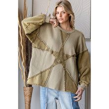 Olive Washed Star Patchwork Soft Oli+Hali Pullover