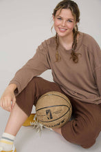 Mocha Crew Neck Ribbed Long Sleeve Knit Top
