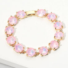Multi Red American USA Round Stone Link Evening Bracelet