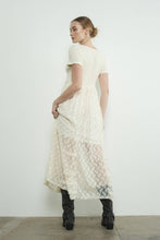 Cream Floral Lace Smocked Bodice Maxi Dress