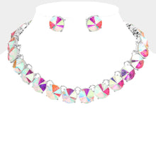 Peach Rose Gold Round Stone Link Evening Necklace