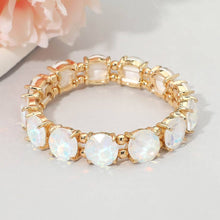 Pink Round Stone Cluster Beaded Stretch Evening Bracelet