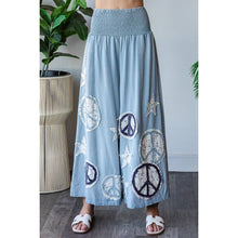 Blue Washed Smocked Peace And Star Patchwork Oli+Hali Pants