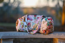 White Floral Upcycled Patchwork Duffel Bag