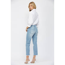 Powder Blue Mid Rise Cigarette Crop Mica Denim Jeans