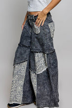 Black Washed Cotton Floral Patchwork Tiered Paneled Wide Leg POL Pants
