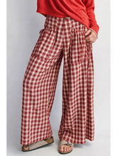 Deep Red Wide Leg Checket Pants