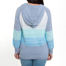 Ocean Avalon Crochet Color Block Long Sleeve Hooded Pullover